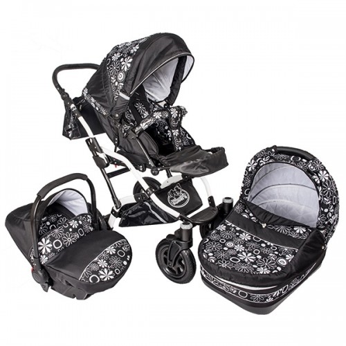 Carucior Hubners Dalia Lux 3 in 1 White Flowers