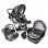 Carucior Hubners Dalia Lux 3 in 1 Negru Cu Floricele Mov