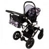 Carucior Hubners Dalia Lux 3 in 1 Negru Cu Floricele Mov