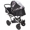 Carucior Hubners Dalia Lux 3 in 1 Negru Cu Floricele Mov