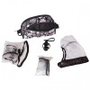 Carucior Hubners Dalia Lux 3 in 1 Negru Cu Floricele Mov