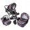 Carucior Hubners Dalia Lux 3 in 1 Negru Cu Floricele Multicolore