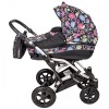 Carucior Hubners Dalia Lux 3 in 1 Negru Cu Floricele Multicolore