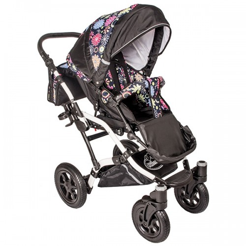 Carucior Hubners Dalia Lux 3 in 1 Negru Cu Floricele Multicolore