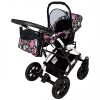 Carucior Hubners Dalia Lux 3 in 1 Negru Cu Floricele Multicolore