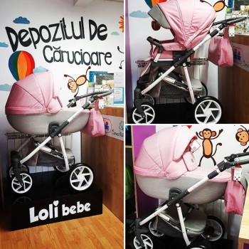 Carucior copii 3 in 1 Hybryd Adamex Pink B61