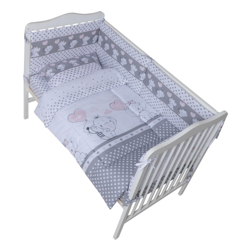 Set lenjerie bumbac 5 piese pentru saltea de 120 x 60 cm ambalata intr-o gentuta de transport