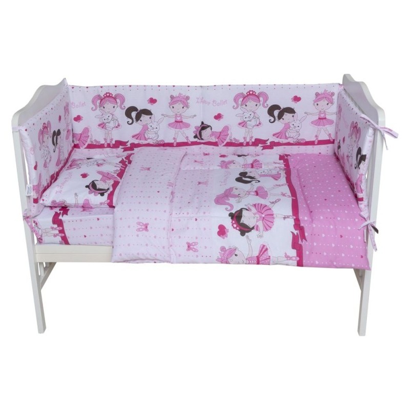 Set lenjerie bumbac 5 piese pentru saltea de 120 x 60 cm ambalata intr-o gentuta de transport