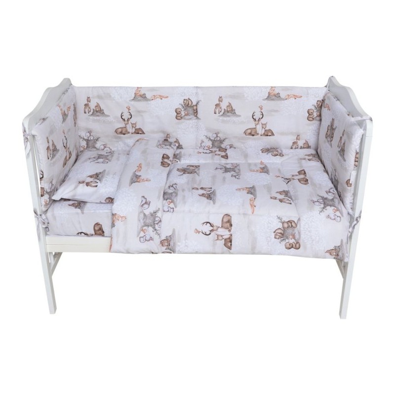 Set lenjerie bumbac 5 piese pentru saltea de 120 x 60 cm ambalata intr-o gentuta de transport