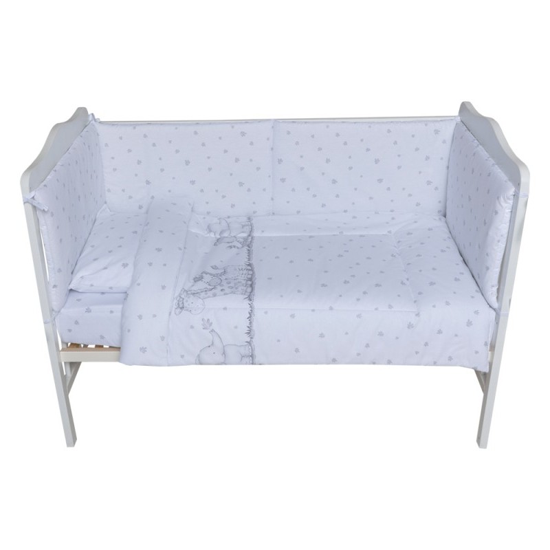 Set lenjerie bumbac 5 piese pentru saltea de 120 x 60 cm ambalata intr-o gentuta de transport