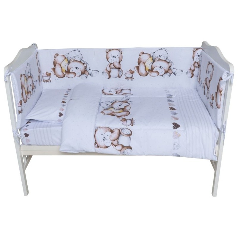 Set lenjerie bumbac 5 piese pentru saltea de 120 x 60 cm ambalata intr-o gentuta de transport