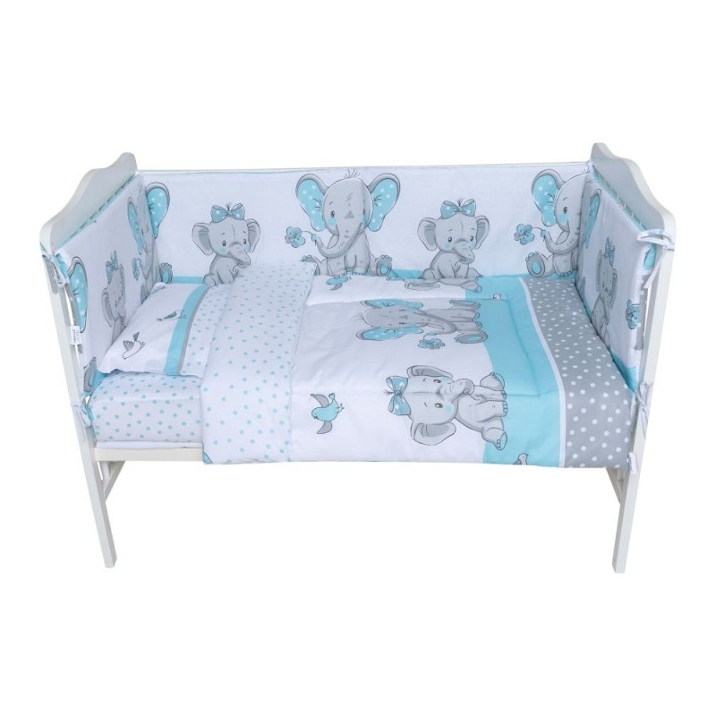Set lenjerie bumbac 5 piese pentru saltea de 120 x 60 cm ambalata intr-o gentuta de transport