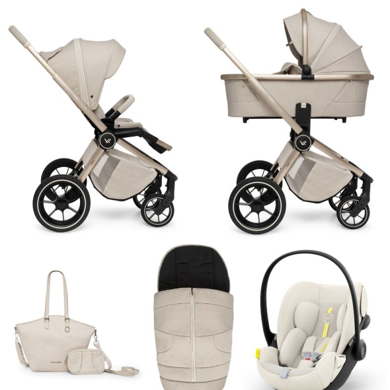 Carucior copii 3 in 1 Muuvo Quick Boho Beige cu Cybex Cloud G Plus i-size recline testata ADAC
