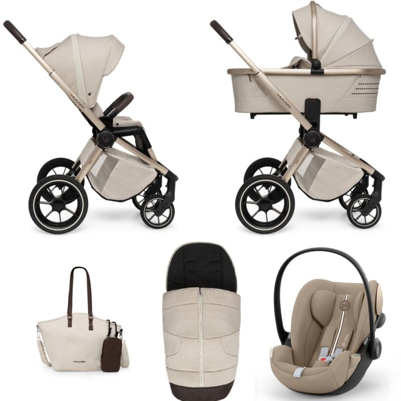 Carucior copii 3 in 1 Muuvo Quick Boho Brown cu Cybex Cloud G Plus i-size recline testata ADAC
