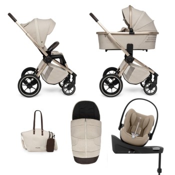 Carucior copii 4 in 1 Muuvo Quick Boho Brown cu Cybex Cloud G Plus i-size recline testata ADAC si baza isofix rotativa