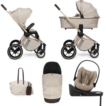 Carucior copii 4 in 1 Muuvo Quick Boho Brown cu Cybex Cloud G Plus i-size recline testata ADAC si baza isofix rotativa