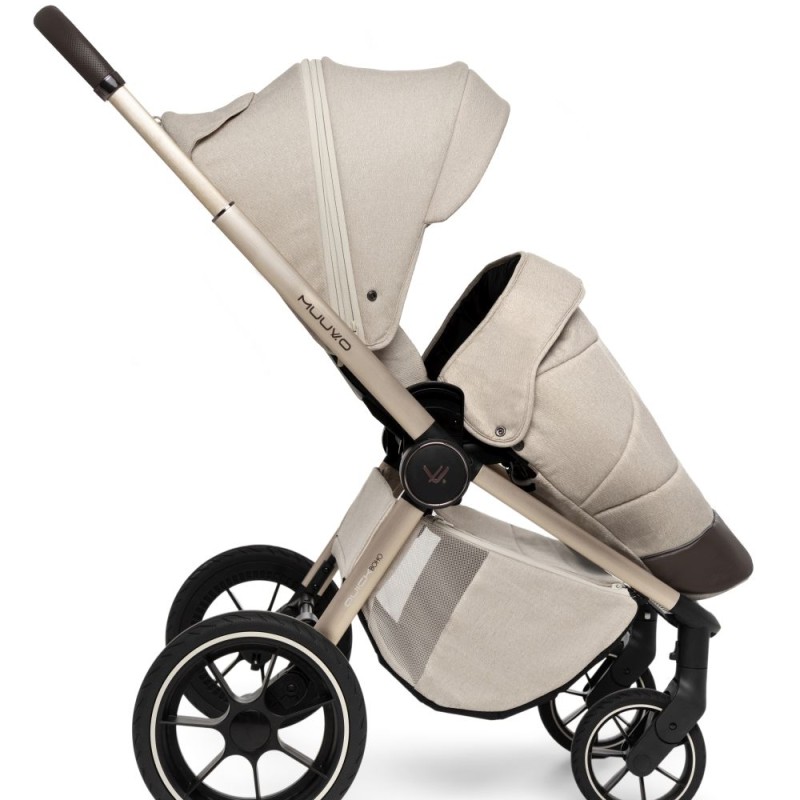 Carucior copii 3 in 1 Muuvo Quick Boho Brown cu Cybex Cloud G Plus i-size recline testata ADAC