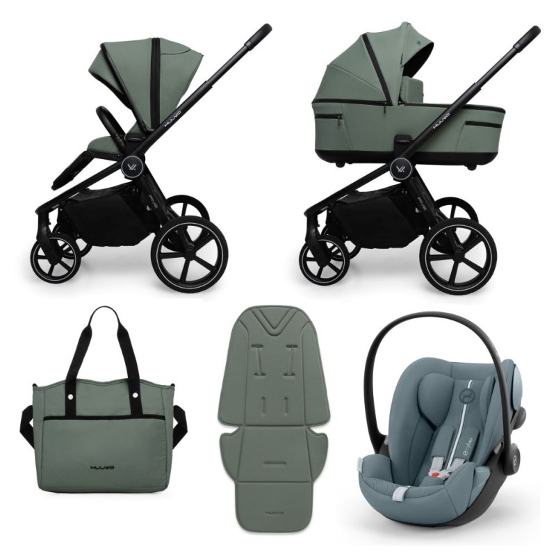 Carucior copii Muuvo Five 3in1 Pine Green cu Cybex Cloud G Plus ADAC