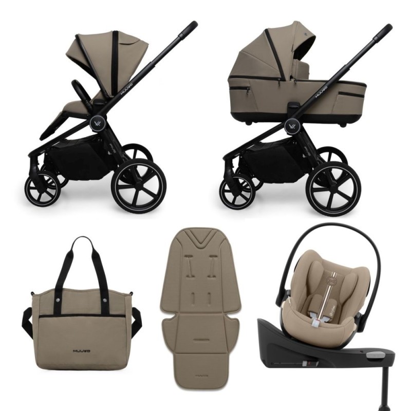 Carucior copii cu landou pliabil Muuvo Fold Mokka 4in1 cu Cybex Cloud G Plus ADAC si isofix