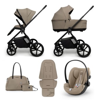 Carucior copii Muuvo One Praline 3in1 cu Cybex Cloud G Plus ADAC