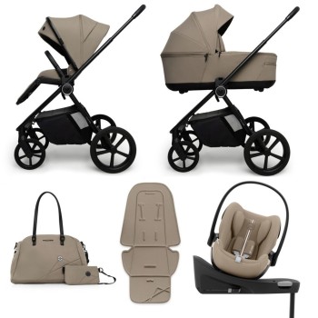 Carucior copii Muuvo One Praline 4in1 cu Cybex Cloud G Plus ADAC si isofix