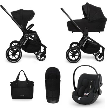 Carucior copii 3 in 1 Muuvo Quick 4.0 Classic Black cu Cybex Cloud G Plus i-size recline testata ADAC