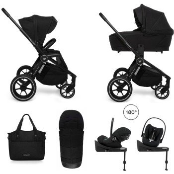 Carucior copii 4 in 1 Muuvo Quick 4.0 Classic Black cu Cybex Cloud G Plus i-size recline testata ADAC si baza isofix rotativa