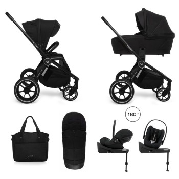 Carucior copii 4 in 1 Muuvo Quick 4.0 Classic Black cu Cybex Cloud G Plus i-size recline testata ADAC si baza isofix rotativa