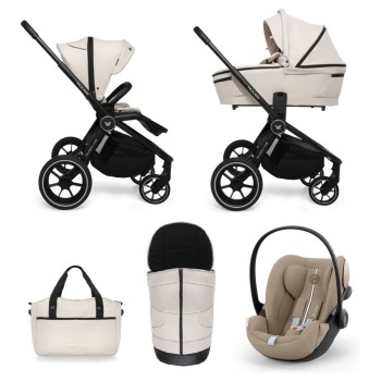 Carucior copii 3 in 1 Muuvo Quick 4.0 Desert Sand cu Cybex Cloud G Plus i-size recline testata ADAC