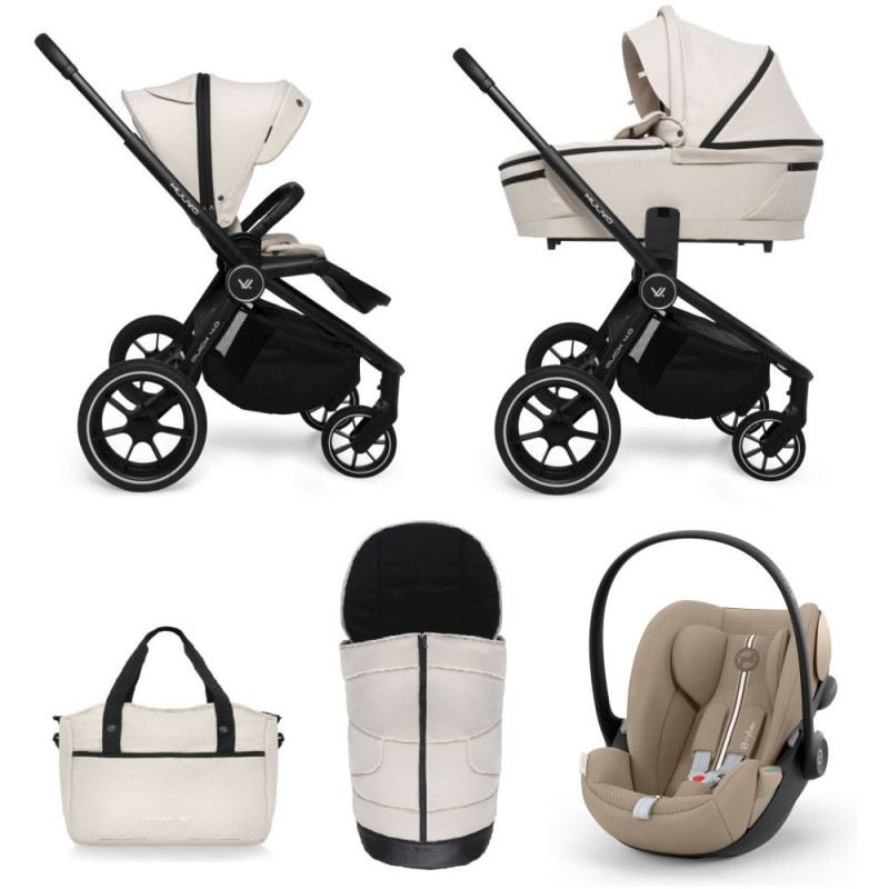 Carucior copii 3 in 1 Muuvo Quick 4.0 Desert Sand cu Cybex Cloud G Plus i-size recline testata ADAC