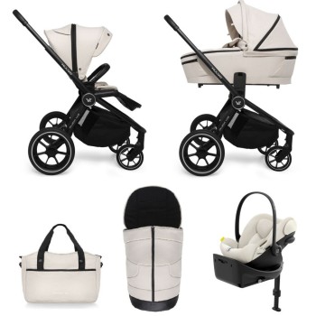 Carucior copii 4 in 1 Muuvo Quick 4.0 Desert Sand cu Cybex Cloud G Plus i-size recline ADAC si baza isofix rotativa