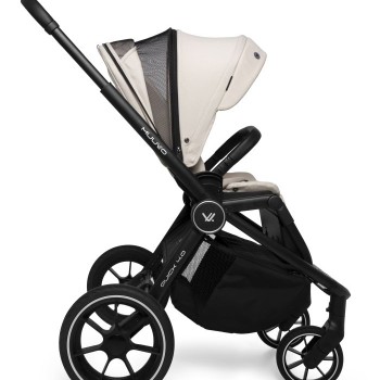 Carucior copii 4 in 1 Muuvo Quick 4.0 Desert Sand cu Cybex Cloud G Plus i-size recline ADAC si baza isofix rotativa