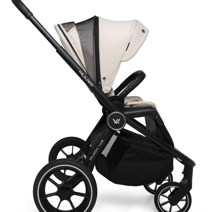 Carucior copii 4 in 1 Muuvo Quick 4.0 Desert Sand cu Cybex Cloud G Plus i-size recline ADAC si baza isofix rotativa