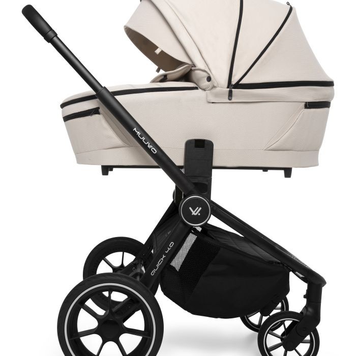 Carucior copii 4 in 1 Muuvo Quick 4.0 Desert Sand cu Cybex Cloud G Plus i-size recline ADAC si baza isofix rotativa