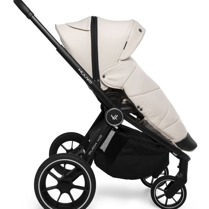 Carucior copii 4 in 1 Muuvo Quick 4.0 Desert Sand cu Cybex Cloud G Plus i-size recline ADAC si baza isofix rotativa