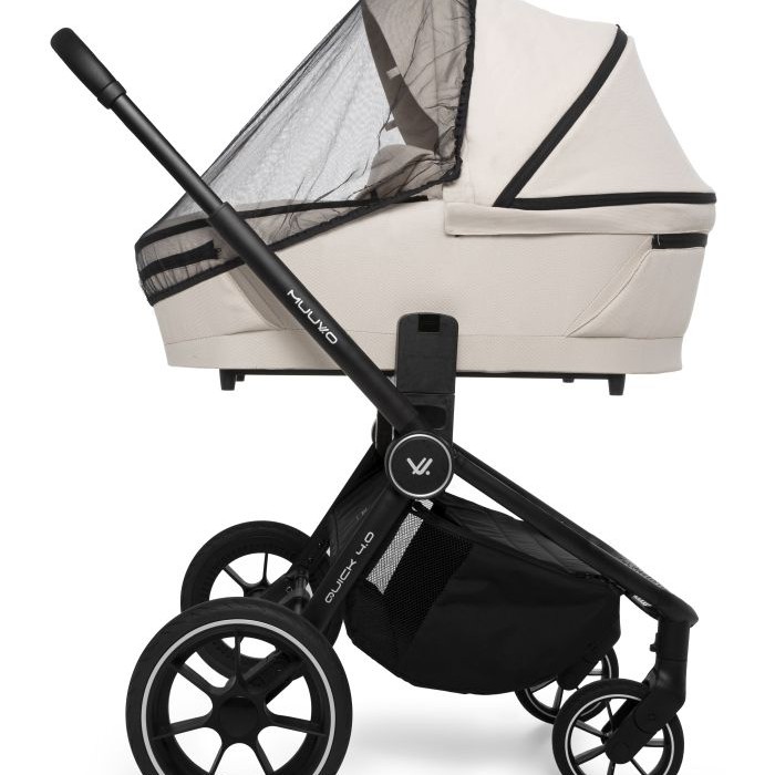 Carucior copii 4 in 1 Muuvo Quick 4.0 Desert Sand cu Cybex Cloud G Plus i-size recline ADAC si baza isofix rotativa