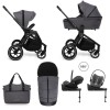 Carucior copii 4 in 1 Muuvo Quick 4.0 Iron Graphite cu Cybex Cloud G Plus i-size recline ADAC si baza isofix rotativa