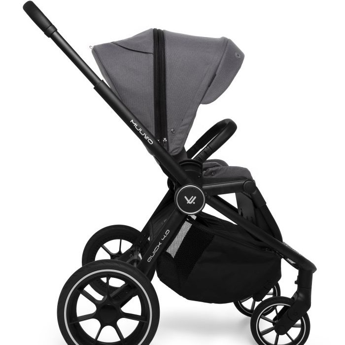 Carucior copii 4 in 1 Muuvo Quick 4.0 Iron Graphite cu Cybex Cloud G Plus i-size recline ADAC si baza isofix rotativa