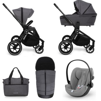 Carucior copii 3 in 1 Muuvo Quick 4.0 Iron Graphite cu Cybex Cloud G Plus i-size recline testata ADAC