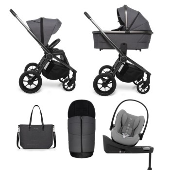 Carucior copii 4 in 1 Quick SE2 Diamond Graphite cu Cybex Cloud G Plus i-size recline testata ADAC si baza isofix rotativa