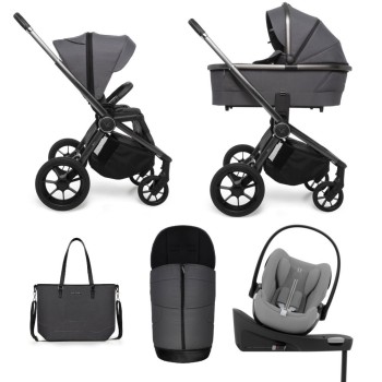 Carucior copii 4 in 1 Quick SE2 Diamond Graphite cu Cybex Cloud G Plus i-size recline testata ADAC si baza isofix rotativa