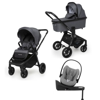 Carucior copii 4 in 1 Muuvo Quick Carbon Graphite cu Cybex Cloud G Plus recline testata ADAC si baza isofix rotativa