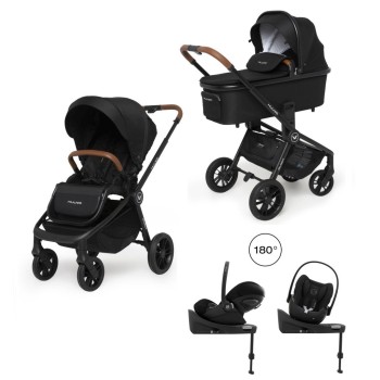 Carucior copii 4 in 1 Muuvo Quick Onix Black cu Cybex Cloud G Plus recline testata ADAC si baza isofix rotativa
