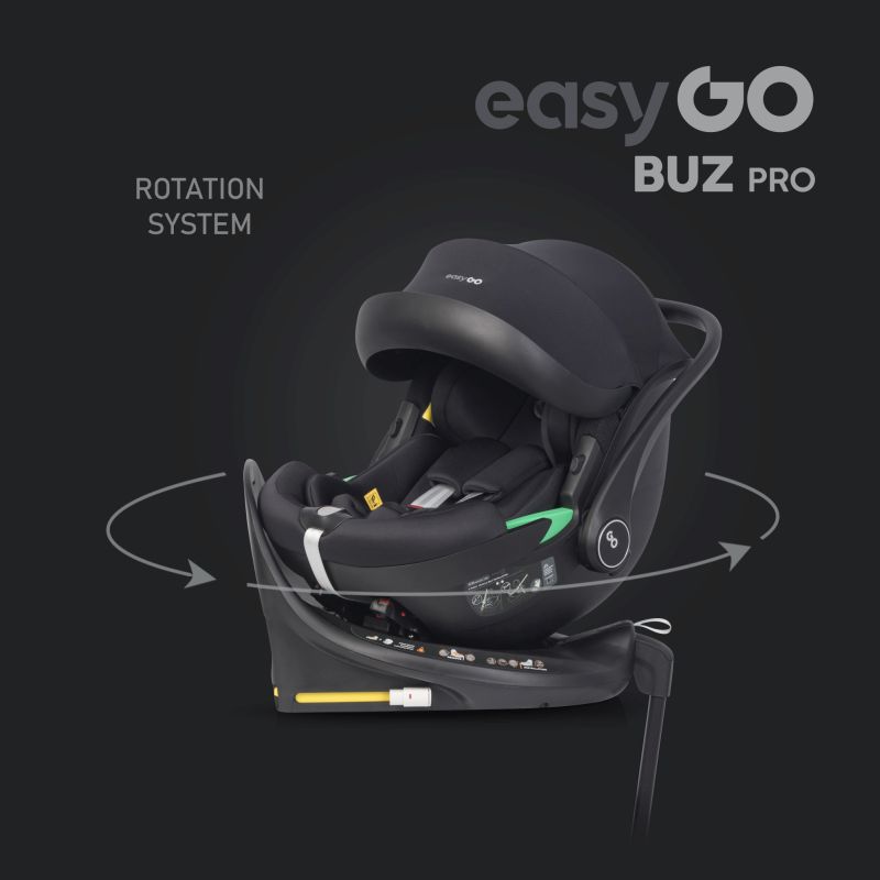 Carucior copii 4 in 1 Muuvo Quick Raven Black cu scoica EasyGo Buz Pro si baza isofix rotativa