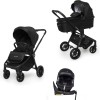 Carucior copii 4 in 1 Muuvo Quick Raven Black cu scoica EasyGo Buz Pro si baza isofix rotativa