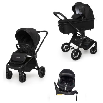 Carucior copii 4 in 1 Muuvo Quick Raven Black cu scoica EasyGo Buz Pro si baza isofix rotativa