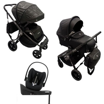 Carucior copii 4 in 1 Muuvo Quick Trendy Raven Black cu Cybex Cloud G Plus recline testata ADAC si baza isofix rotativa