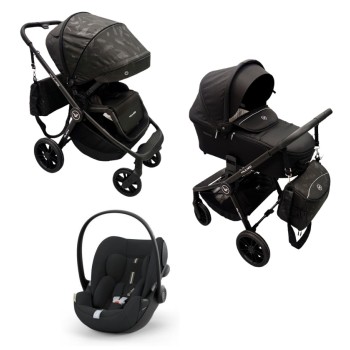 Carucior copii 3 in 1 Muuvo Quick Trendy Raven Black cu Cybex Cloud G i-size Plus recline testata ADAC
