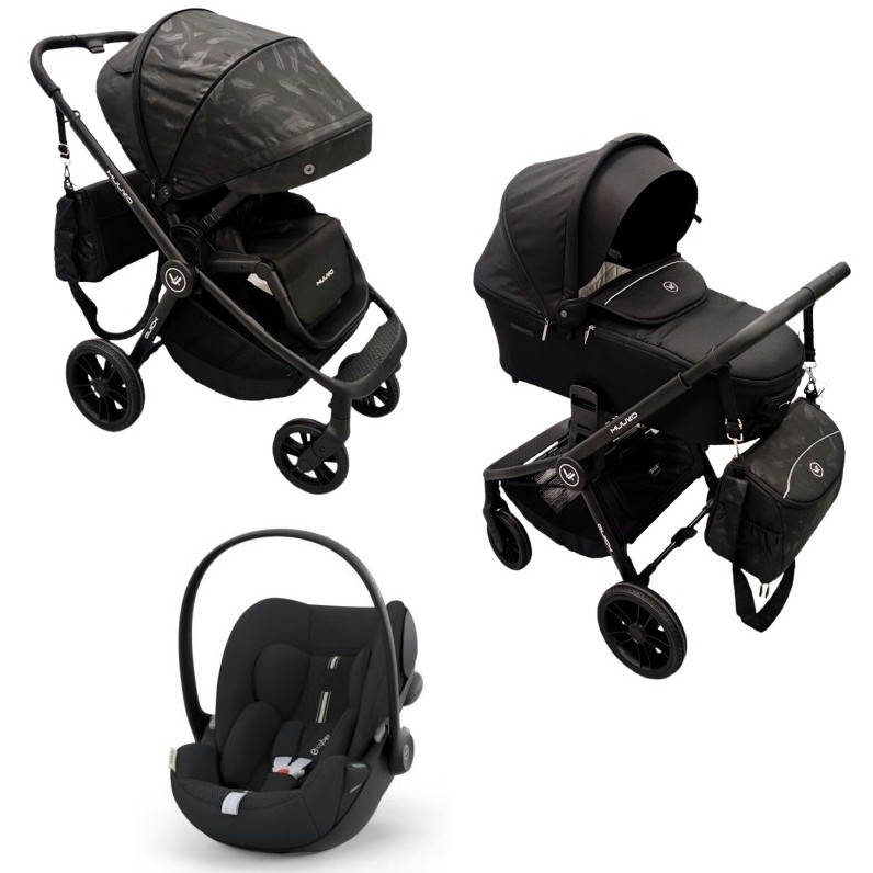 Carucior copii 3 in 1 Muuvo Quick Trendy Raven Black cu Cybex Cloud G i-size Plus recline testata ADAC
