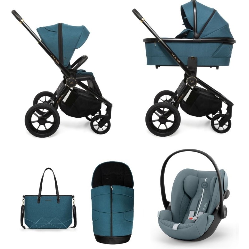 Carucior copii 3 in 1 Muuvo Quick SE2 Paradise Gold cu Cybex Cloud G Plus i-size recline testata ADAC